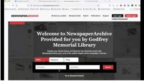 Accessing NewspaperArchive.com, September 2021